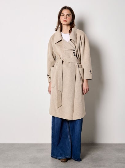 Soft-Touch Long Trench Coat