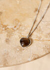 Silver Brown Heart Gold Necklace, Brown, large