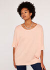 Textured Oversized Top, Pink, large