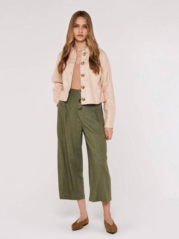 Linen Crop Jacket, Stone, large