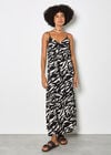 Animal Print Trapeze Cami Maxi Dress, Black, large