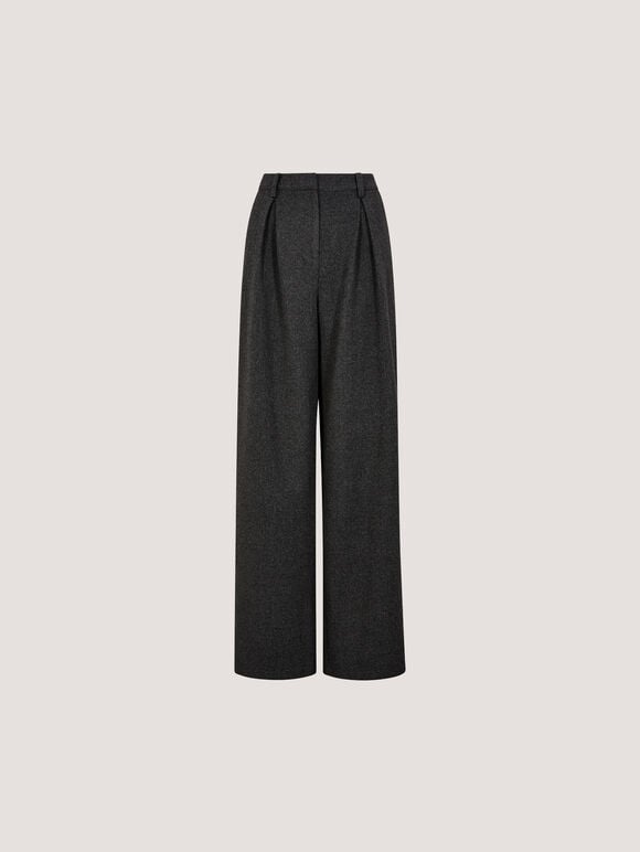 Wide-Leg Woven Tailored Trousers, Dark Grey/Charcoal, large