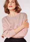 Metallic Sparkle Batwing Jumper, Pink, large