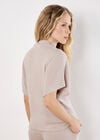 Soft Knit Side Ruched Top, Stone, large