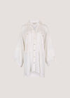 Oversized Longline Shimmer Shirt, White, large