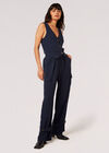 Textured Pinstripe Waistcoat, Navy, large