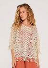 Crochet Fringe Edge Top, Stone, large