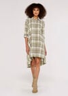 Plaid Shirt Dress, Khaki, large