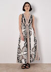 Floral Swirl Maxi Dress, White, large