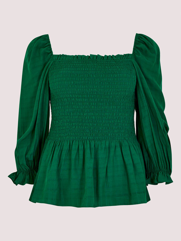 Self Check Smock Top, Green, large