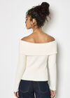 Fluffy Bardot Jumper, Cream, large