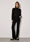 Embroidered Leaf Chiffon Blouse, Black, large
