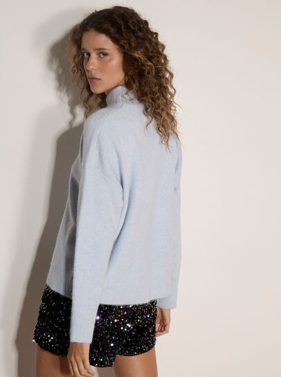 Boucl&eacute; Knit Mock Neck Jumper