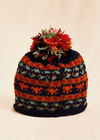 Hand-Knitted Stripe Beanie Hat, Navy, large