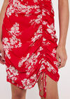 Floral Ruched Front Dress, Red, large