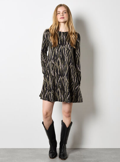 Zebra Knit Swing Mini Dress