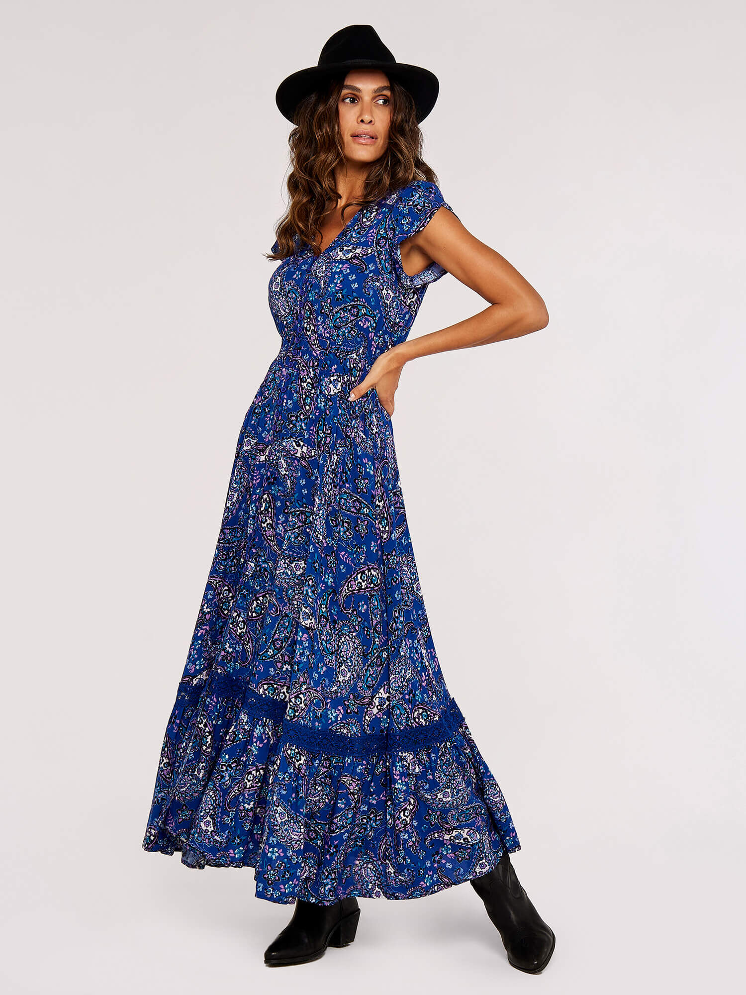 Robe Longue A Motif Cachemire Pictural