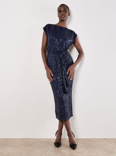 Chevron Sequin Midi Dress