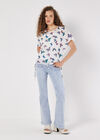 Butterfly Print Camisole Insert Top, White, large