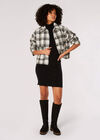 Woven Textured Check Shacket, Brown, large