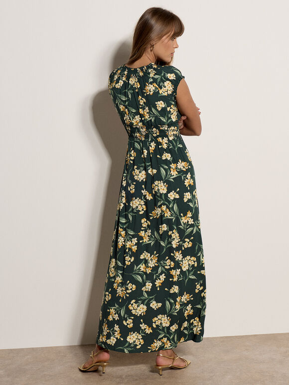 Jasmine Floral Wrap Maxi Dress, Green, large