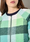 Reversible Check Fleece Quilted Jacket, Green, large