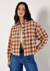 Cropped Check Shacket, Rust, large