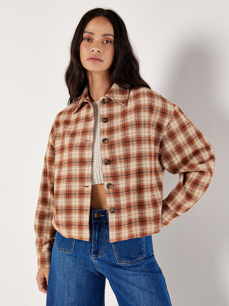 Cropped Check Shacket