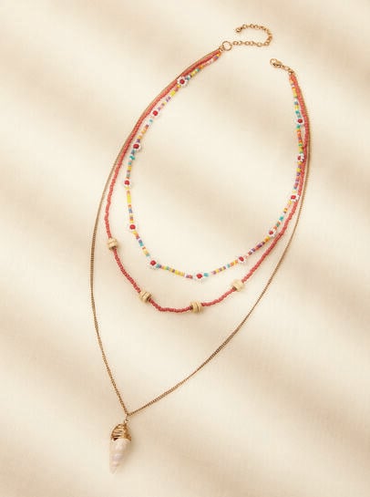 Beaded Shell Layered Necklace