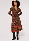 Ditsy Floral Paisley Midi Dress, Black, large