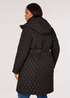 Manteau Parker matelassé avec ceinture Curve, noir, grand