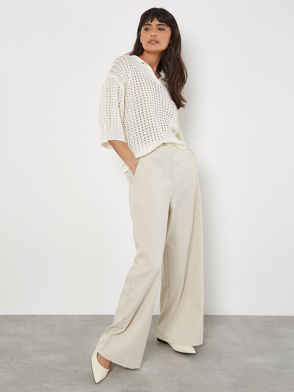 Open Stitch Knitted Top, White, large