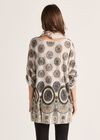Stone Daisy Wheel Sequin Hem Scarf Top, Stone, large
