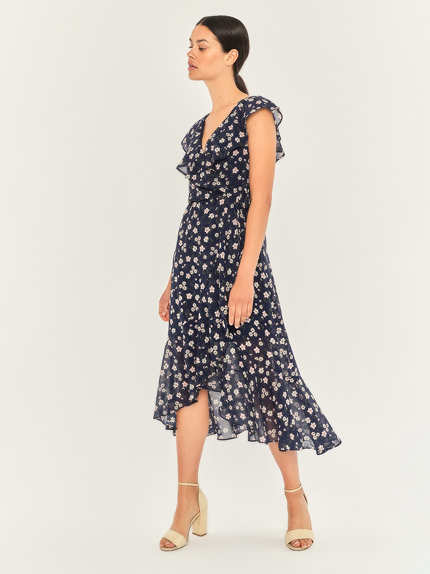 Max studio ruffle wrap clearance dress