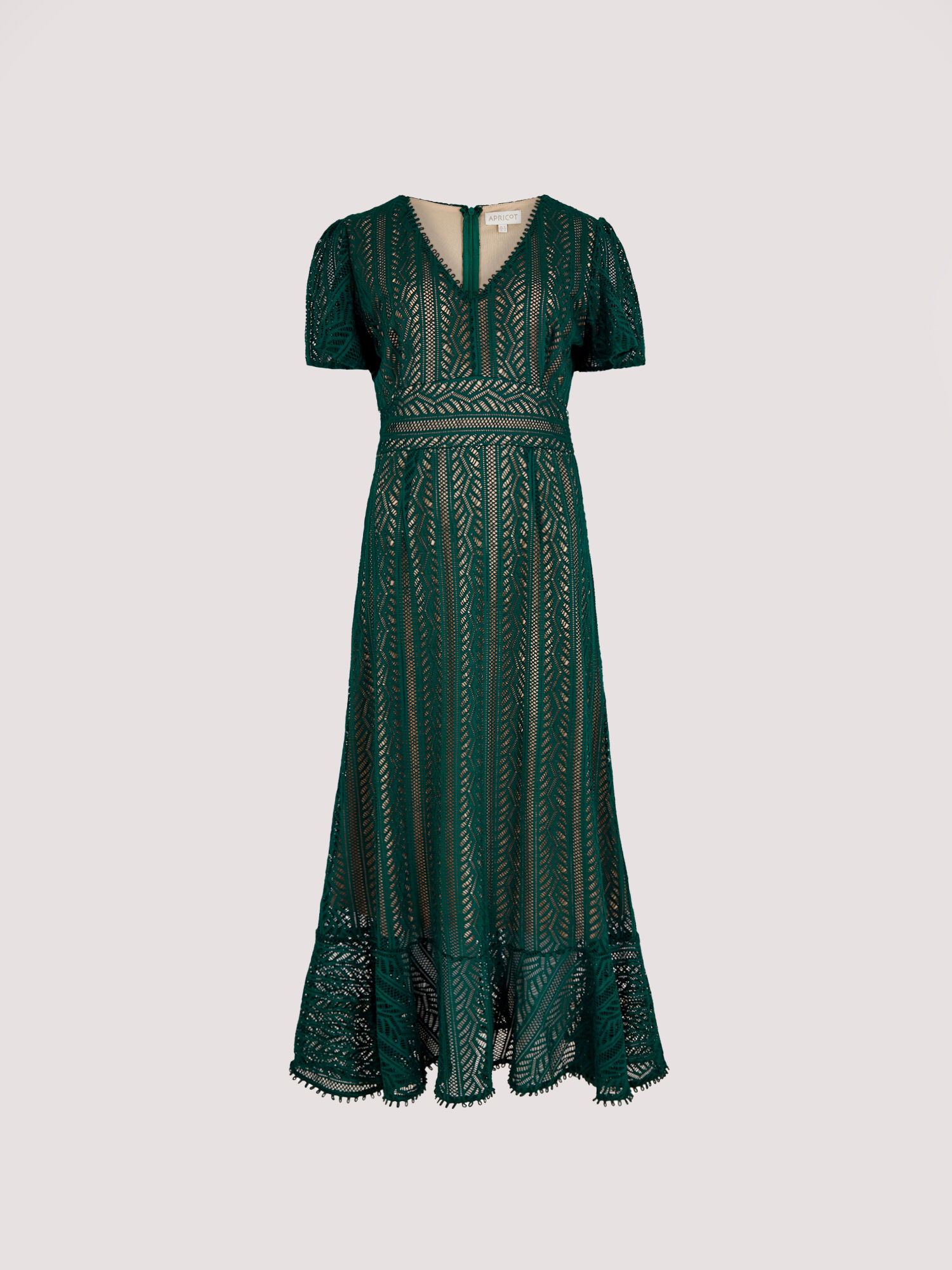 Lace Midi Dress Apricot Clothing