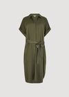 Batwing Sleeve Shirt Midi Dress, Khaki, large