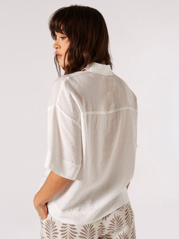 Subtle Sheen Boxy Shirt, Cream, large