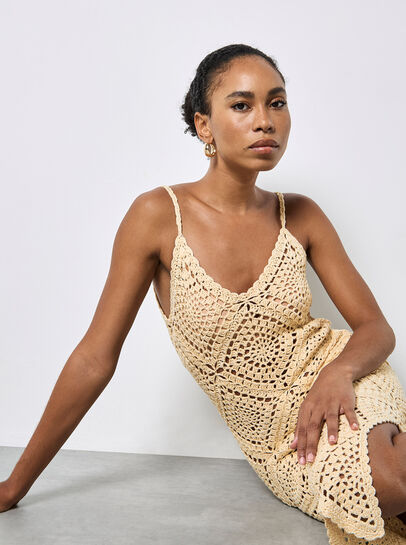 Hand-Knit Crochet Midi Dress
