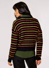 Plaited Knit Stripe Jumper , Black, large