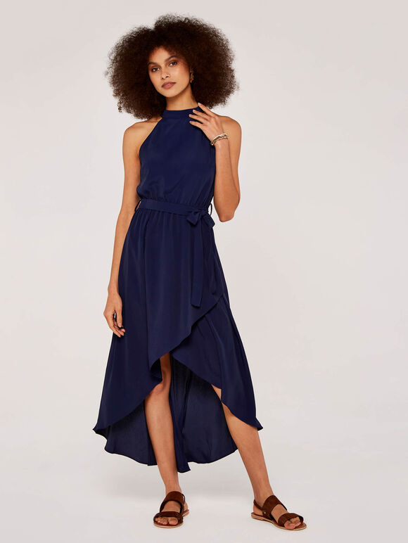 Halter Neck Dress, Navy, large