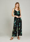 Banana Leaf Print Jumpsuit, Black, large