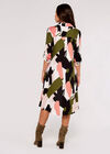 Brushstroke Print Mini Shirt Dress, Khaki, large