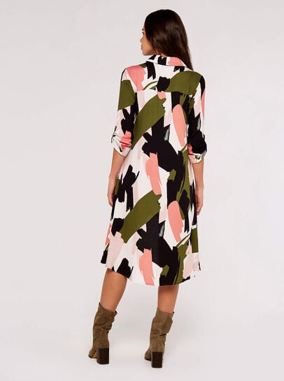 Brushstroke Print Mini Shirt Dress