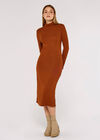 High Neck Midi Dress, Rust, large