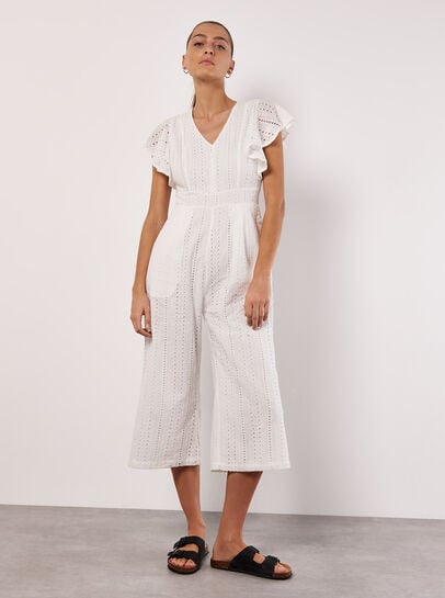 Broderie Anglaise Cropped Jumpsuit