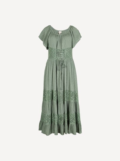 Lace Detail Corset Maxi Dress