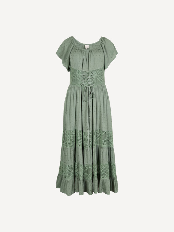 Lace Detail Corset Maxi Dress, Mint, large