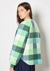 Reversible Check Fleece Quilted Jacket, Green, large