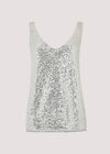Sequin Cami Top, Light Grey / Silver, large