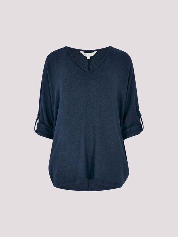 Soft Touch Oversized Batwing Top, Navy, large